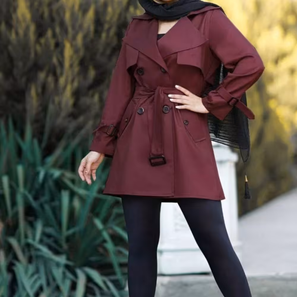 بارانی  زنانه و دخترانه جنس تی سی قد 77 سانتی متر بسیار زیبا و با کیفیت ارسال رایگان جلودکمه و کمربند دار 