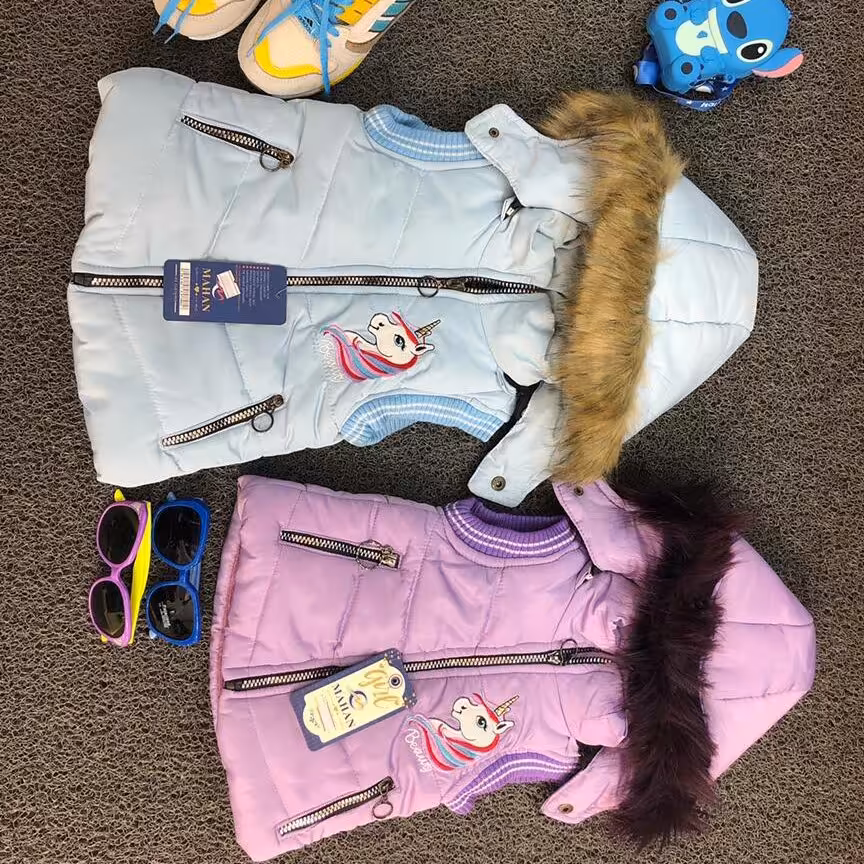 پافر دخترانه دردورنگ اب وبنفش از سایز 1تا 3(شش ماه تا دوسال).مناسب سرما