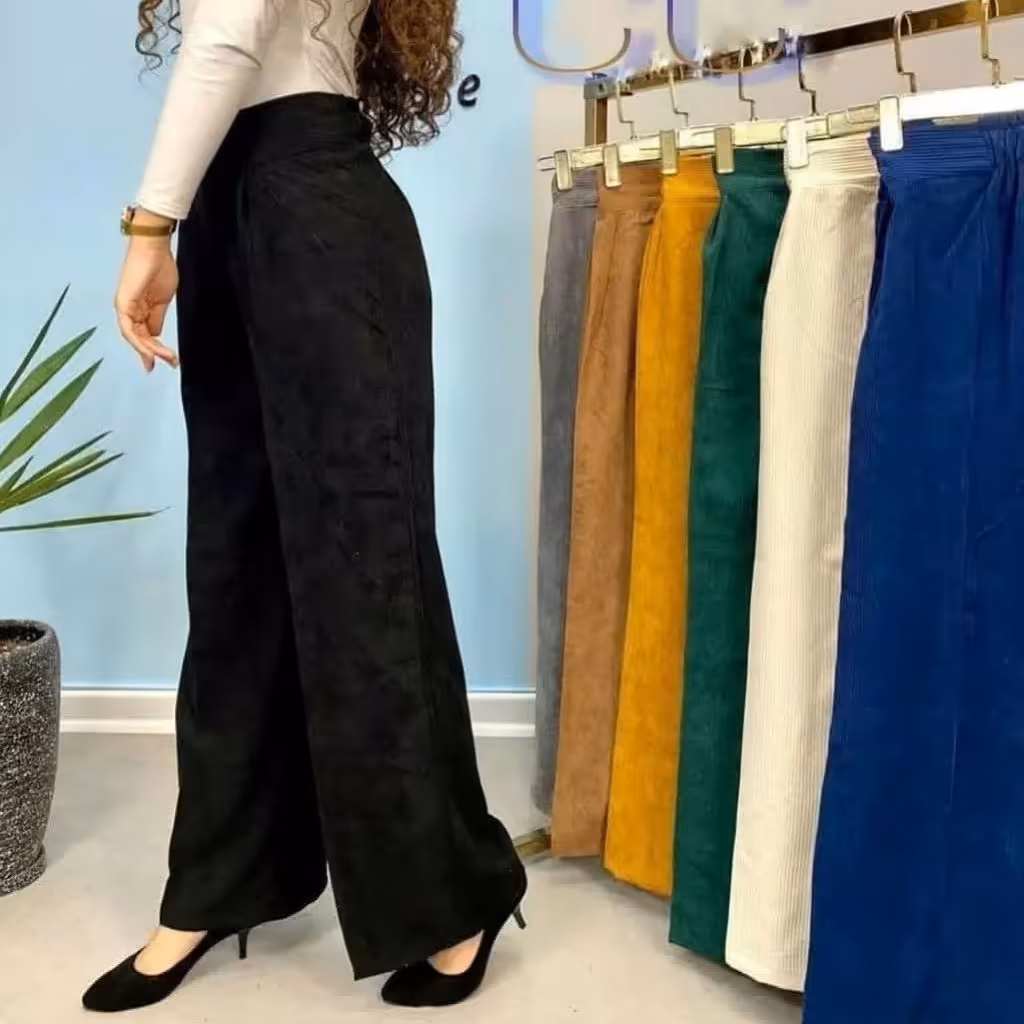 حراج شلوار دامنی شلوار بگ مخمل کبریتی ضخیم پاییزه گرم سایز تا 44