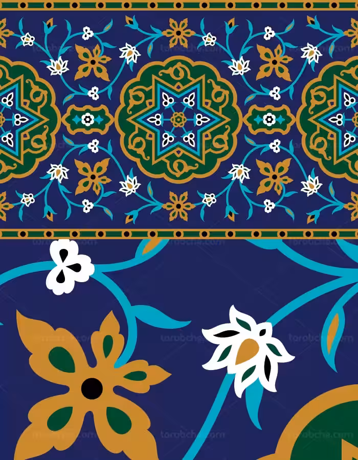 وکتور کاشی کاری حاشیه ای - گرافیک با طعم تربچه