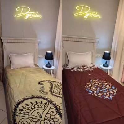 لحاف یک نفره طرح بته جقه زمینه لیمویی