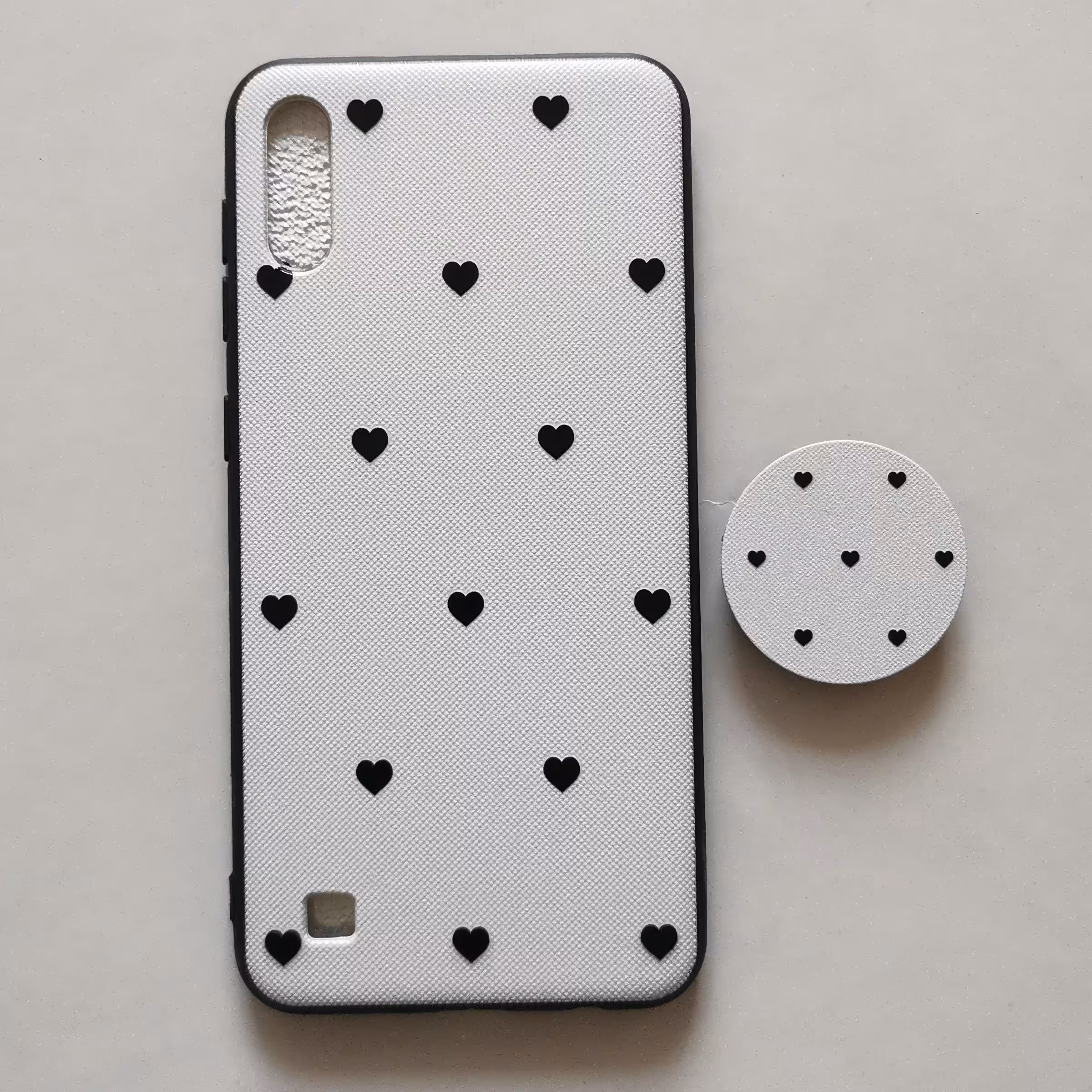 قاب طرحدار  قلب مشکی پاپ سوکت دار گوشی سامسونگ A10 / M10