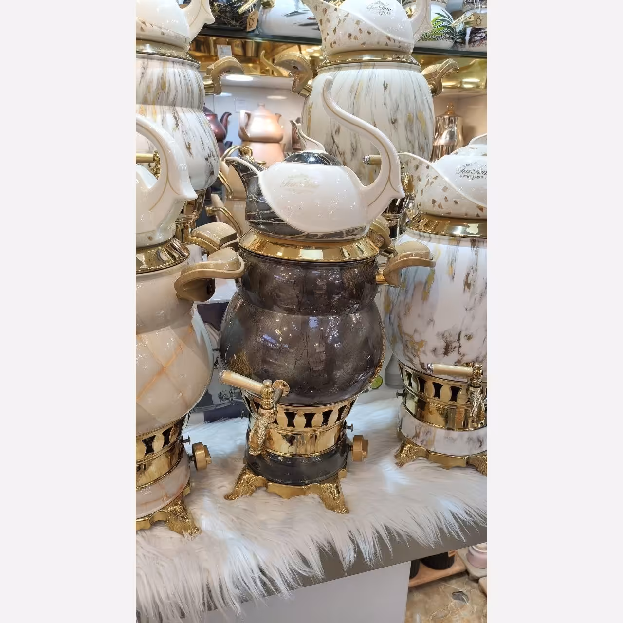 سماور گازی طرح سنگ کروپ ست هزینه ارسال رایگان 