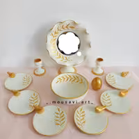 هفت سین سفالی شیک سفید طلایی