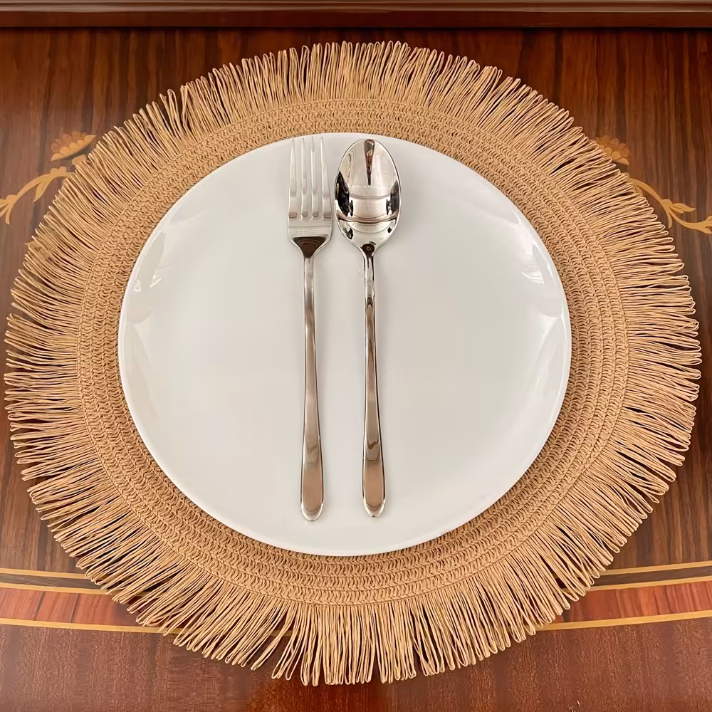 زیربشقابی مینیمال جدید  جنس کار الیاف مصنوعی موجود در دورنگ شیری و نسکافه ای