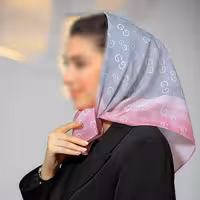 مینی اسکارف (باندانا) طرح  گوچی رنگ صورتی طوسی ارسال رایگان 