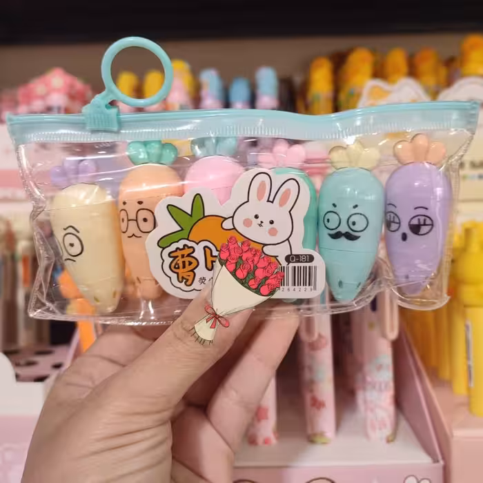 هایلایتر شش تایی طرح هویج، کیفیت عالی، وارداتی