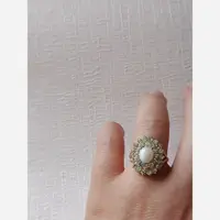 انگشتر نقره با آبکاری طلا نگین مروارید پرورشی اصل شاران 