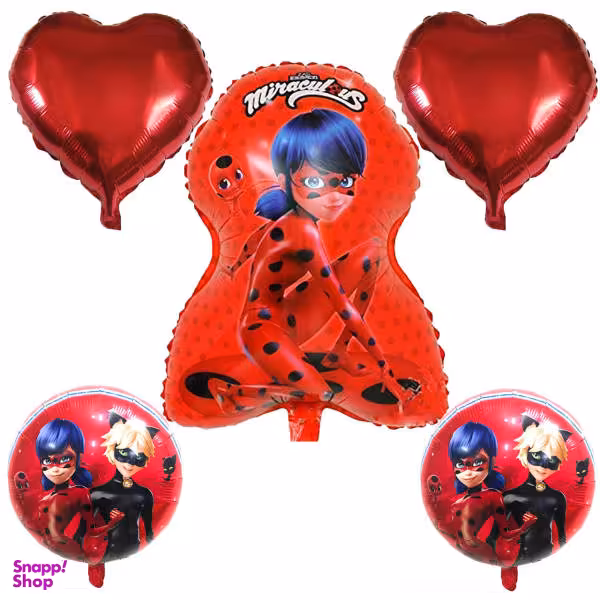 بادکنک فویلی طرح دختر کفشدوزک مجموعه 5 عددی