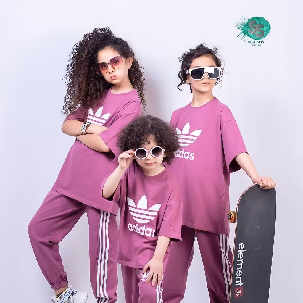 بلوز و شلوار آدیداس ست جذاب اسپرت دخترانه و پسرانه جنس پنبه ارسال رایگان