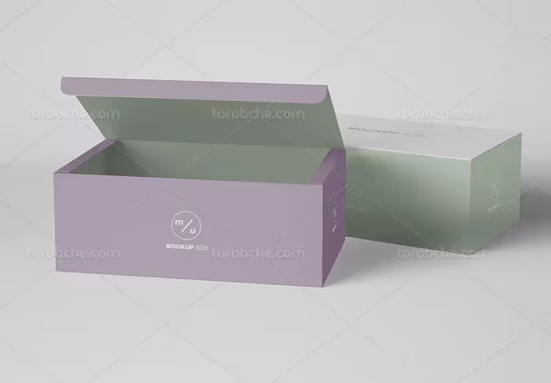 موکاپ PSD جعبه مستطیلی لایه باز | گرافیک با طعم تربچه