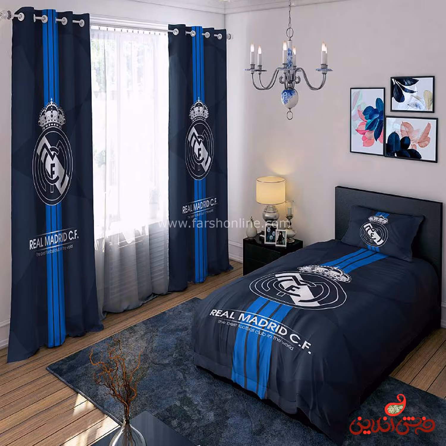 روتختی سه بعدی لوگوی تیم رئال مادرید( مشکی آبی)کد 15173
