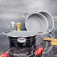 سرویس 3 تابه  دو دسته (فلزی) طرح چدن ژیوار (ارکیده)