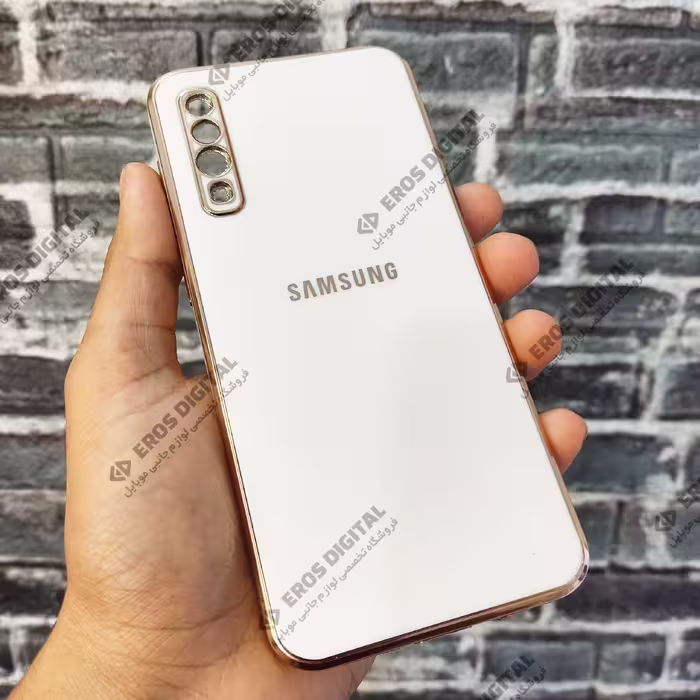 قاب مای کیس سامسونگ Galaxy A50/A50s دور طلایی الکتروپلیتینگ - صورتی