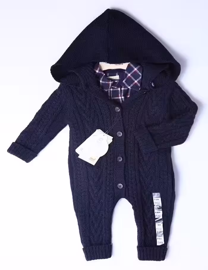 کاپشن سرهمی نوزادی  بافتنی نیپرلند با  بادی شومیزاستین بلند     nipper land