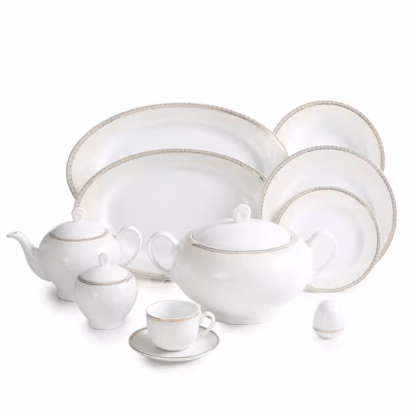 سرویس غذاخوری 102 پارچه چینی زرین مدل ریوا طلایی