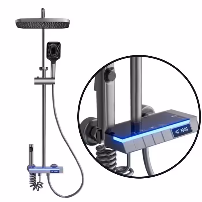 علم دوش حمام پیانویی  LED داره وارداتی کد 1631