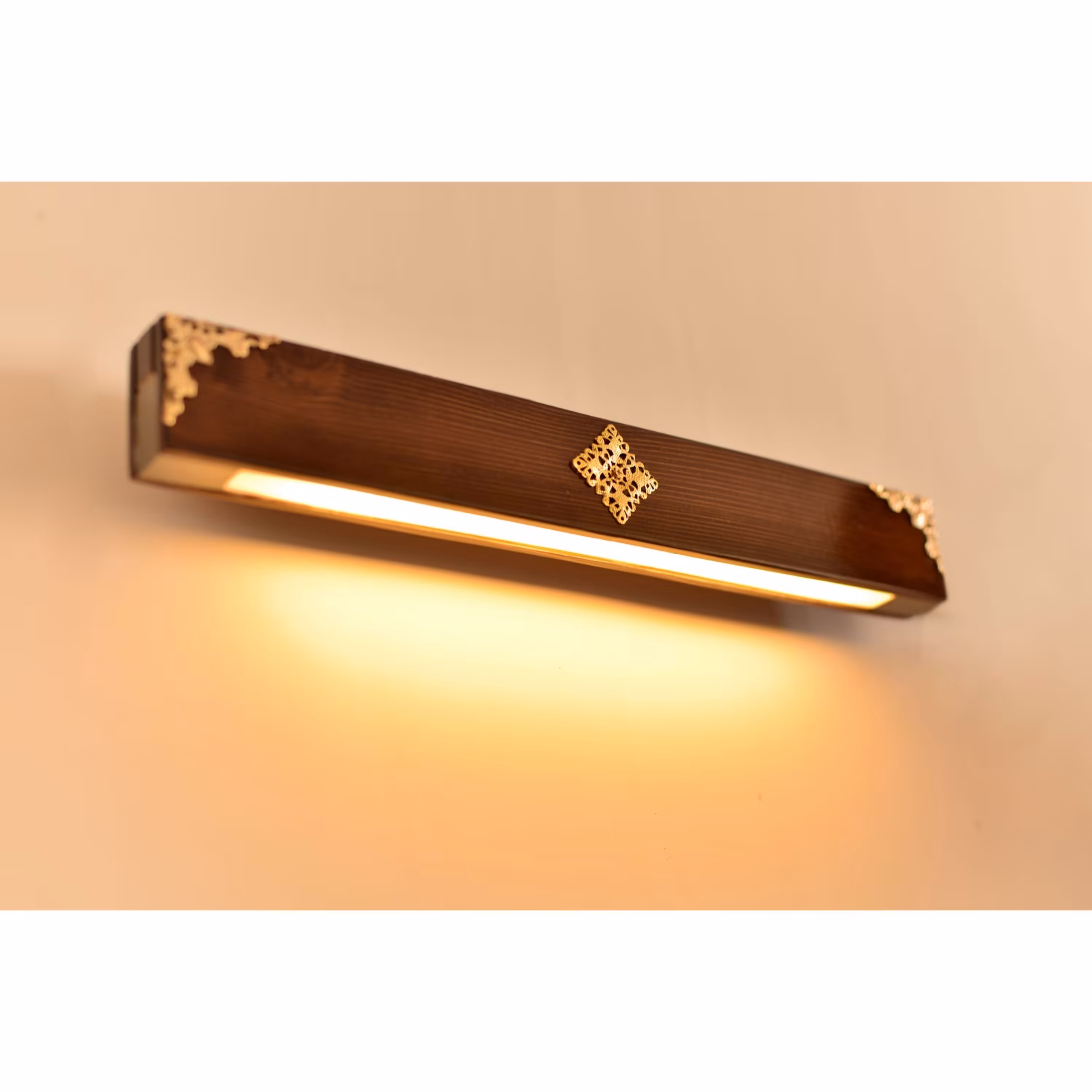 چراغ دیواری چوبی LED دار مدل اشرافی A-53 پلاس با روکش نیم پلی استر