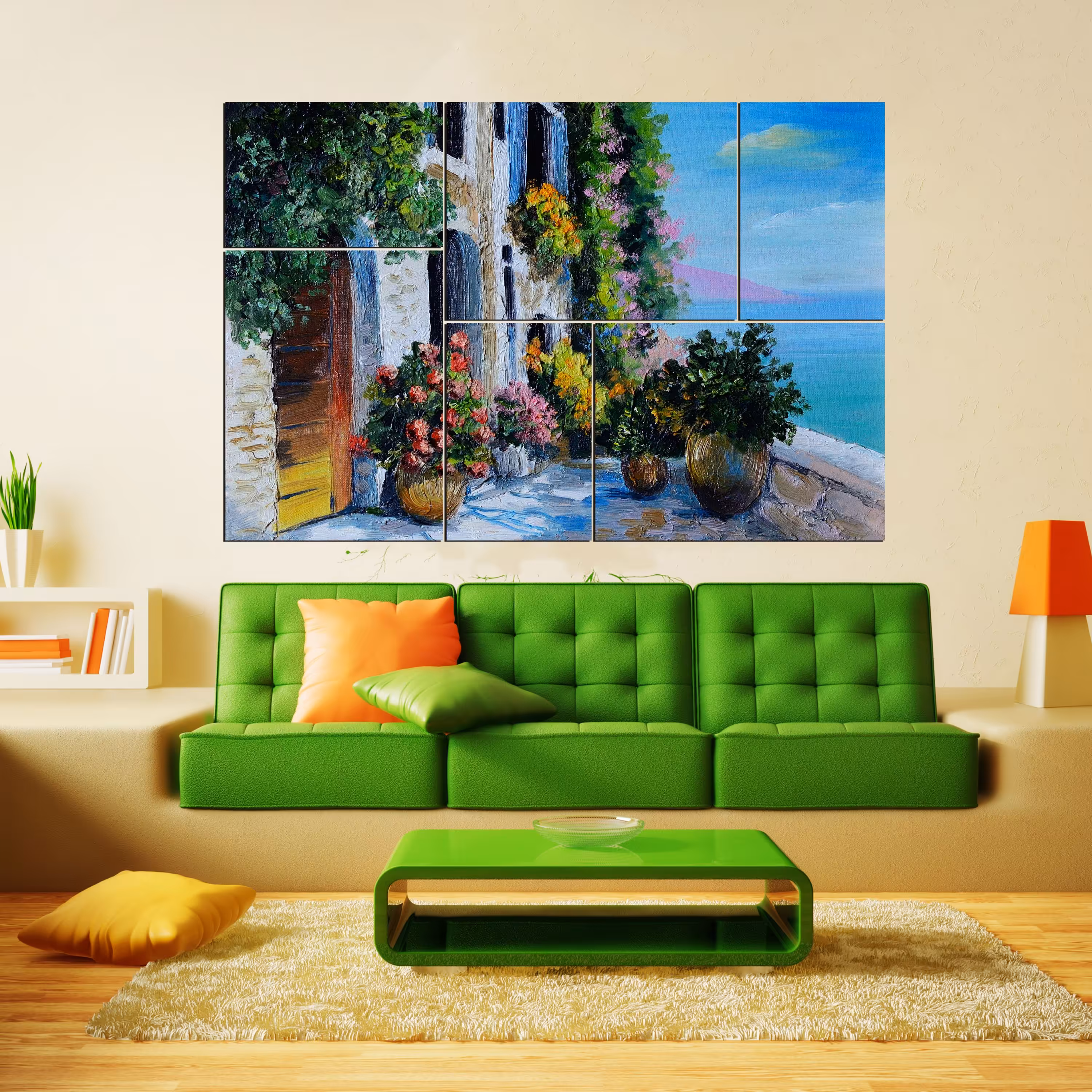 تابلو شاسی نقاشی خانه کنار دریا