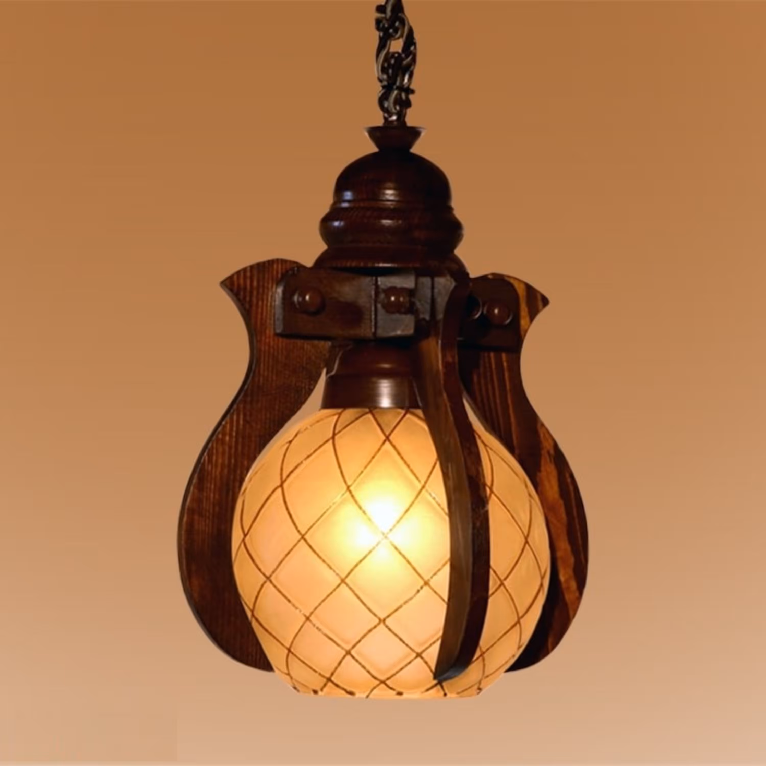 لوستر چوبی تک شاخه مدل مهشید