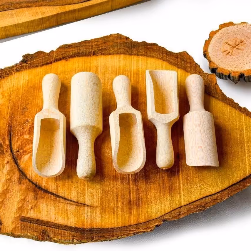 قاشق ادویه چوبی، طرح حلزونی 6 عددی 