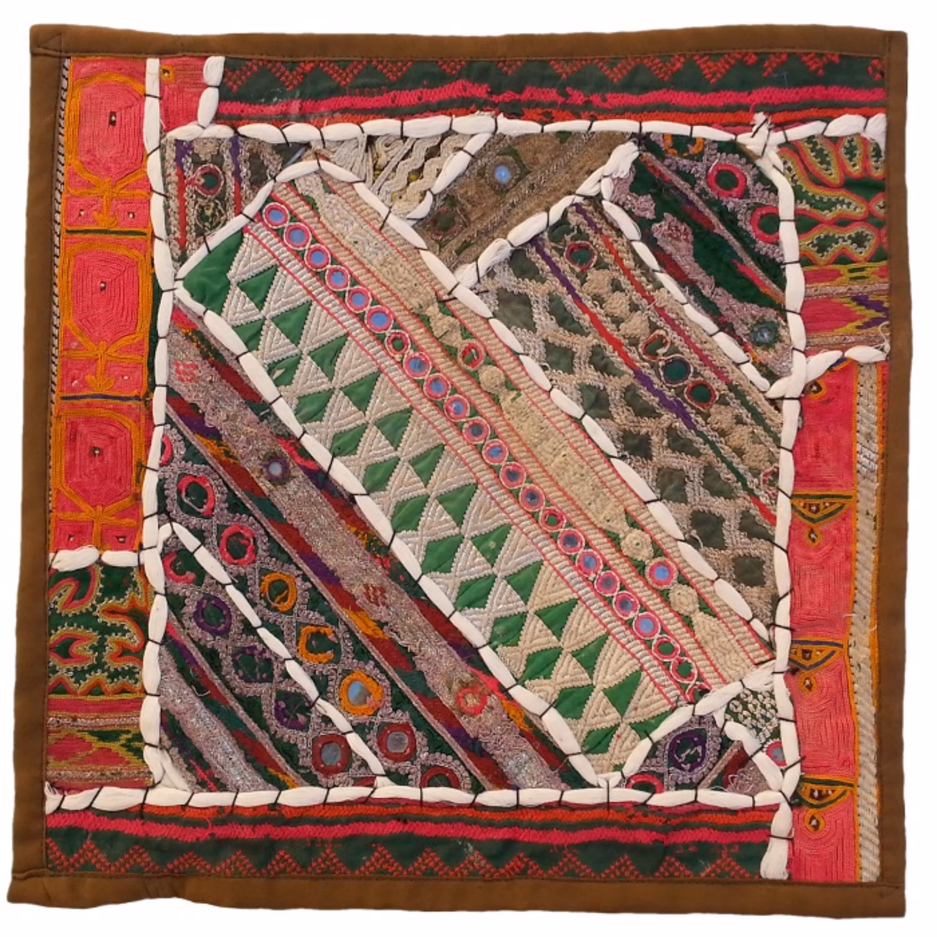 کاور کوسن کهنه دوزی کد QUKOH17 تکه های قدیمی و فرسوده