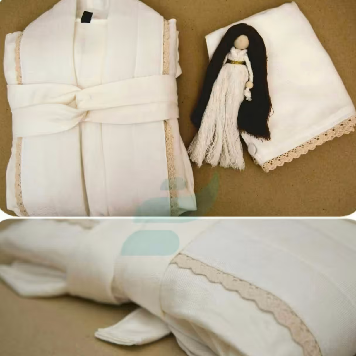 ست حوله عروس شامل حوله دست و صورت ، حوله دورپیچ حمام،تن پوش و کلاه حمام (پس کرایه)