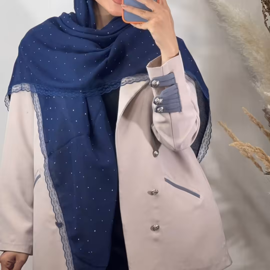 روسری پاییزه نگین کوب دور دانتل