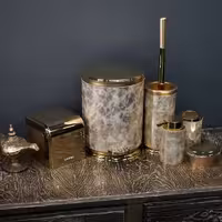 سرویس 6 پارچه بتیس مدل چرمی رنگ وانیلی طلایی