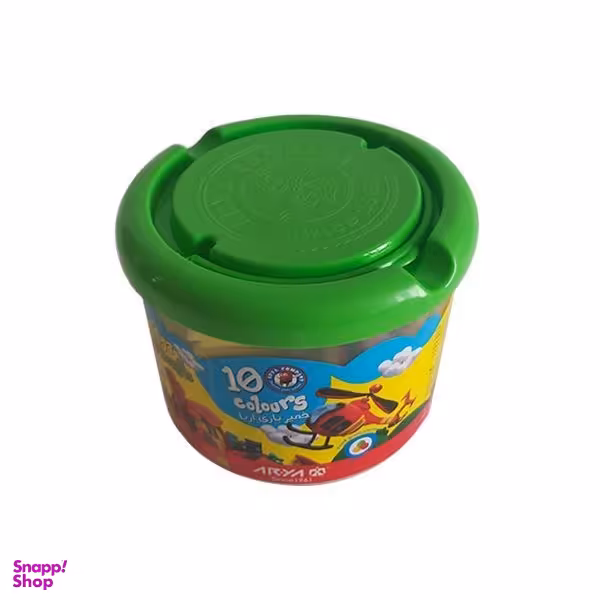 خمیر بازی 10 رنگ سطلی آریا (Arya) کد به همرا دی وی دی کد 1068 رنگ سبز