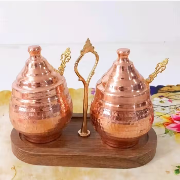 جا ادویه مسی مدل دوتایی مناسب مربا و عسل(ارسال رایگان)