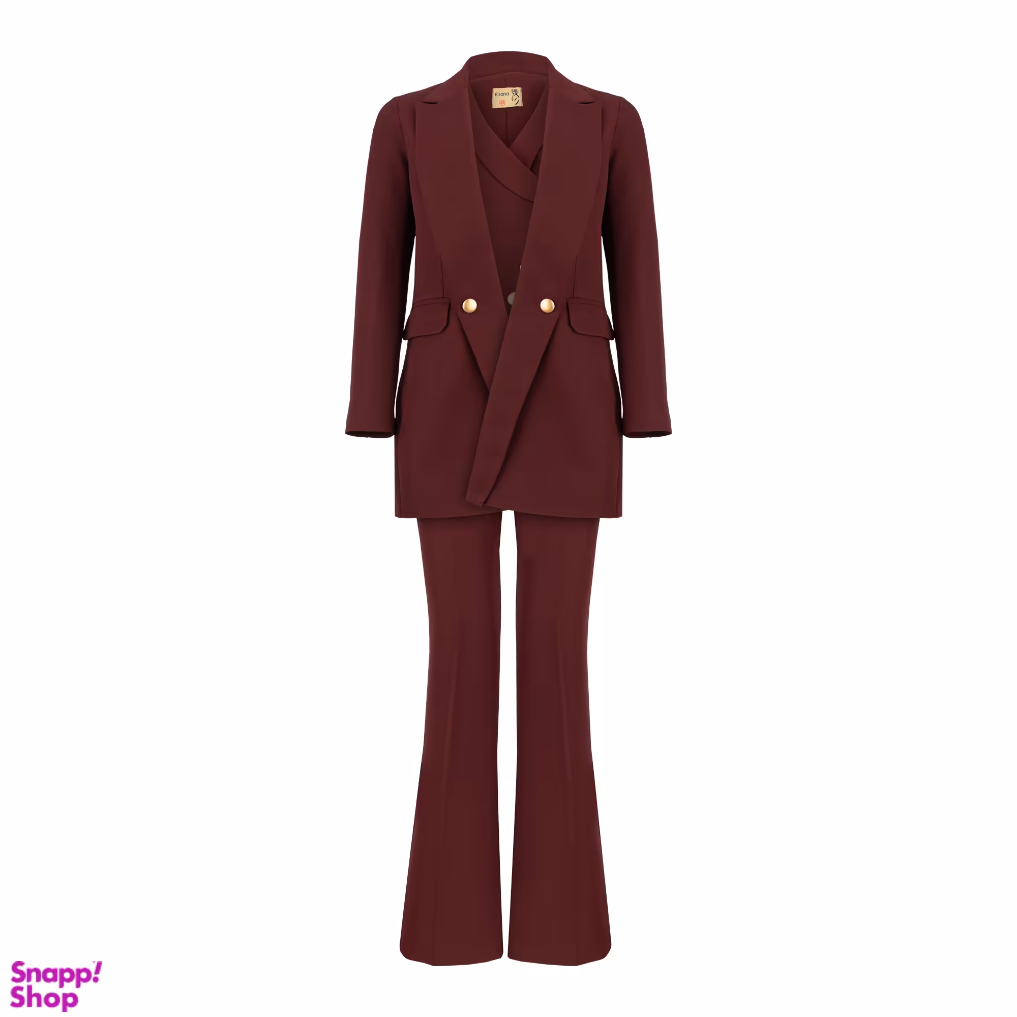 ست سه تیکه السانا مدل تندیس کد 178513 رنگ زرشکی