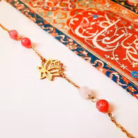 دستبند گلباد با سنگ جید اصل و پلاک و اتصالات استیل