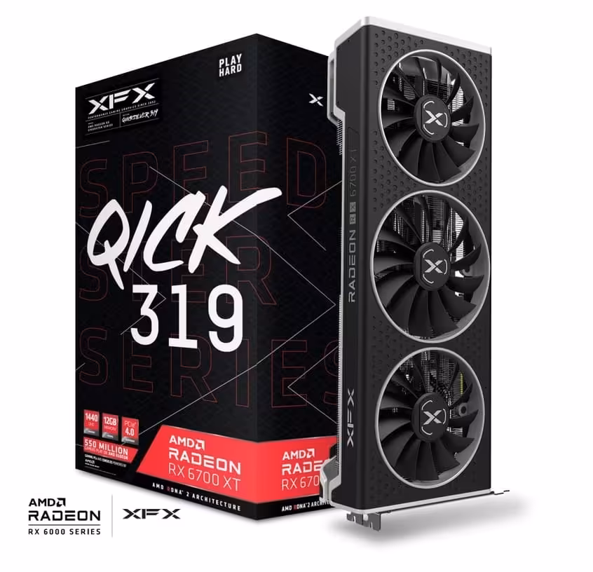 کارت گرافیک  ایکس اف ایکس مدل SPEEDSTER QICK 319 Radeon RX 6700 XT CORE Gaming 12GB GDDR6 حافظه 12 گیگابایت
