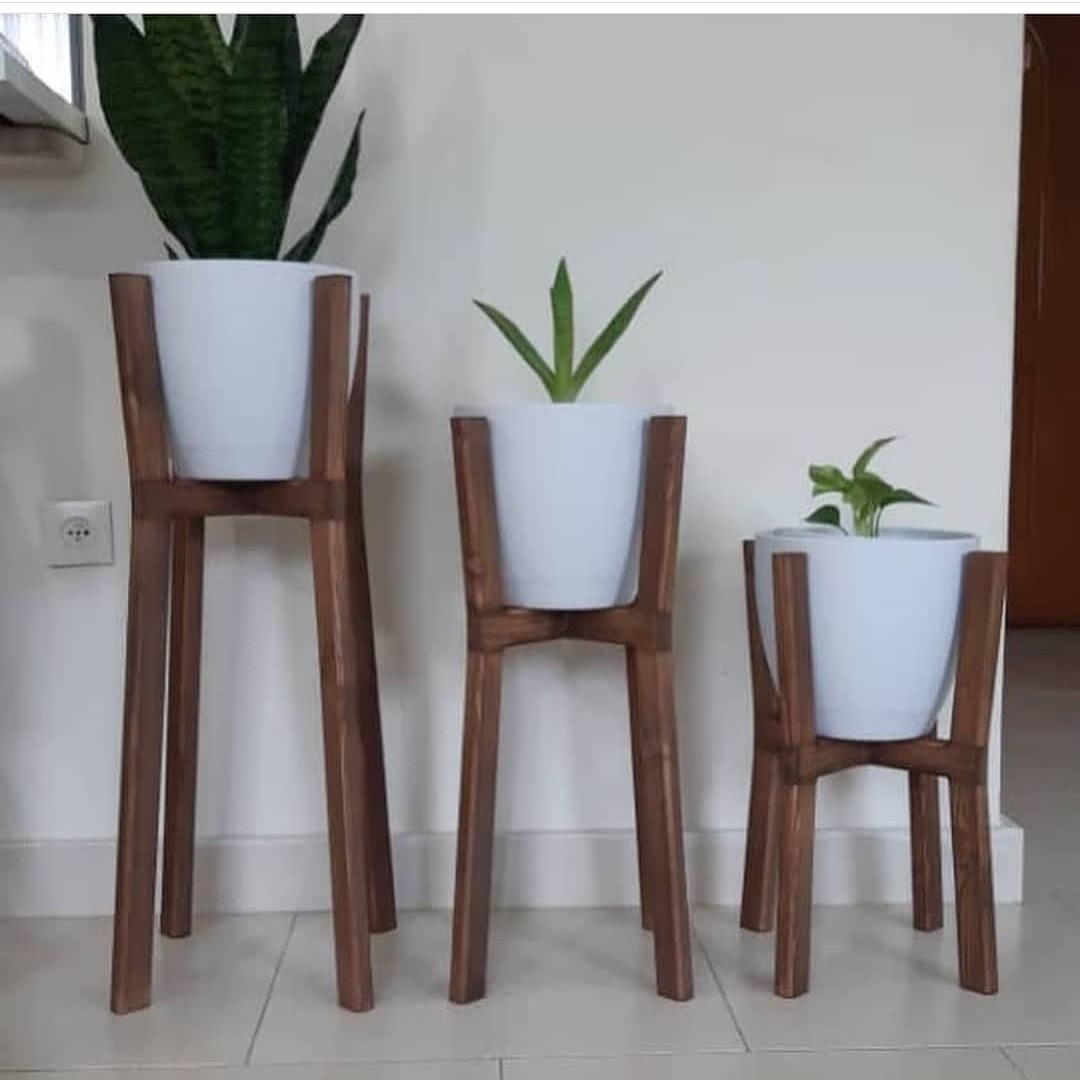 تک به قیمت عمده استند و گلدان چوب طبیعی ضخیم قطر  20 سانتی مدل خمره ای کیفیت عالی 
