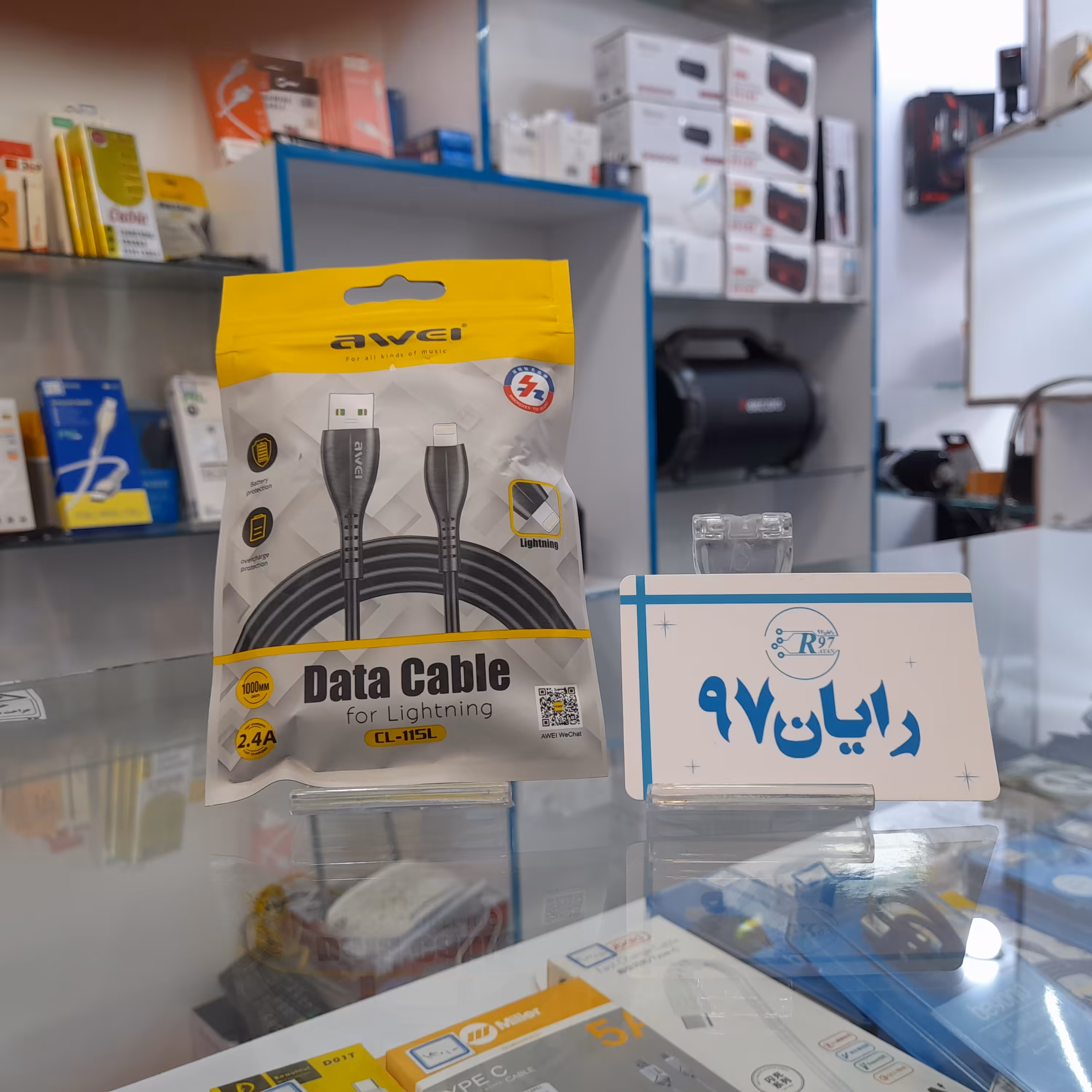 کابل شارژ آیفون awei 115l فست شارژ