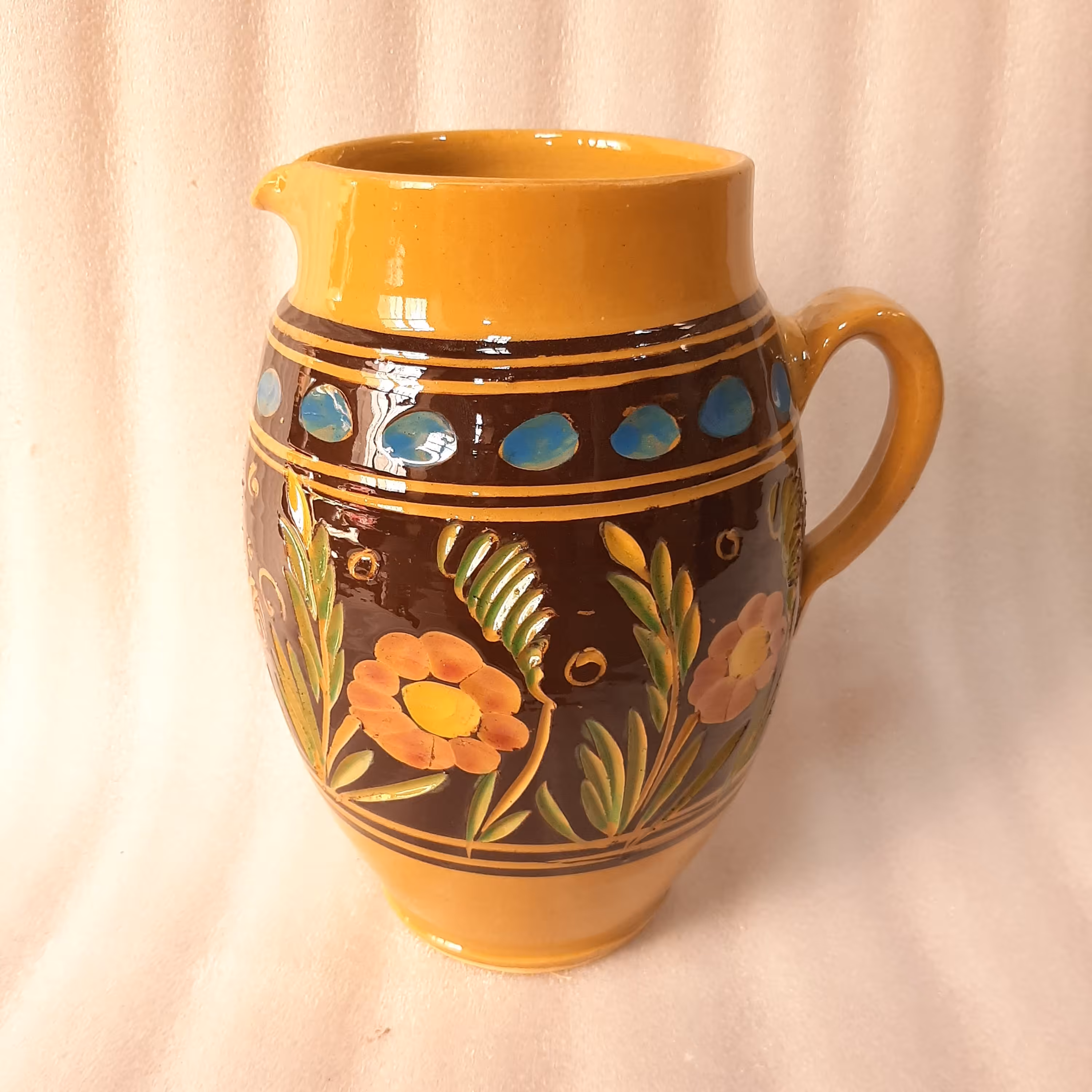 پارچ سفالی لعابدار بی گردن