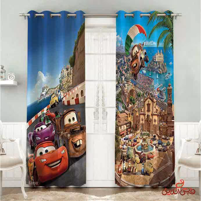 پرده 2عددی کودک طرح انیمیشن ماشین ها کد 2554