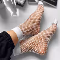 جوراب ساقدار فیشنتی سفید فری سایز