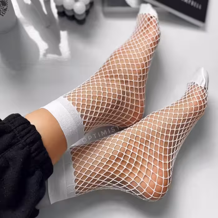 جوراب ساقدار فیشنتی سفید فری سایز