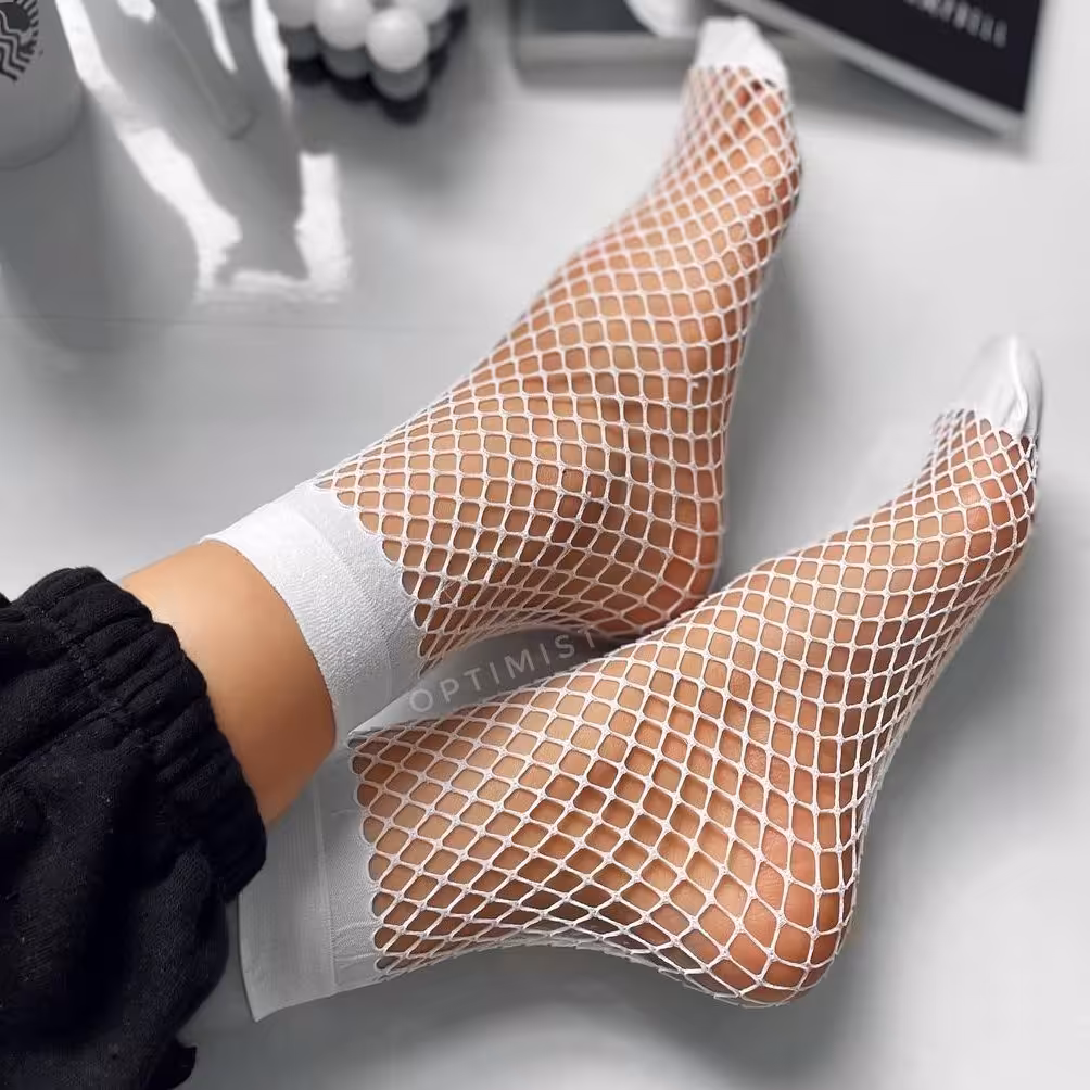 جوراب ساقدار فیشنتی سفید فری سایز