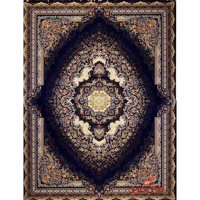 فرش ماشینی شاهکار صفویه 4660 سرمه ای