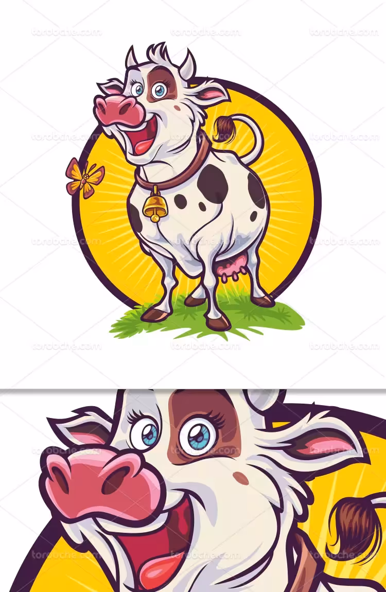 وکتور لوگو گاو با کیفیت | گرافیک با طعم تربچه