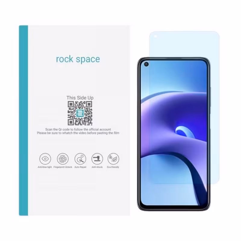گلس نانو هیدروژل آنتی بلو و ضد ضربه گوشی شیائومی redmi note 9t 5g برندراک اسپیس