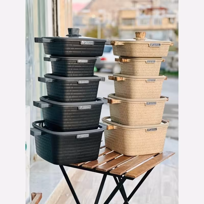 سرویس قابلمه 10 پارچه وارداتی برند لکسیکال ترکیه در سه رنگ مشکی ، کرمی و قهوه ای کیفیت ضمانتی