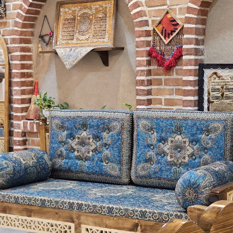 ست 5 تکه پشتی سنتی طرح الماس رنگ آبی