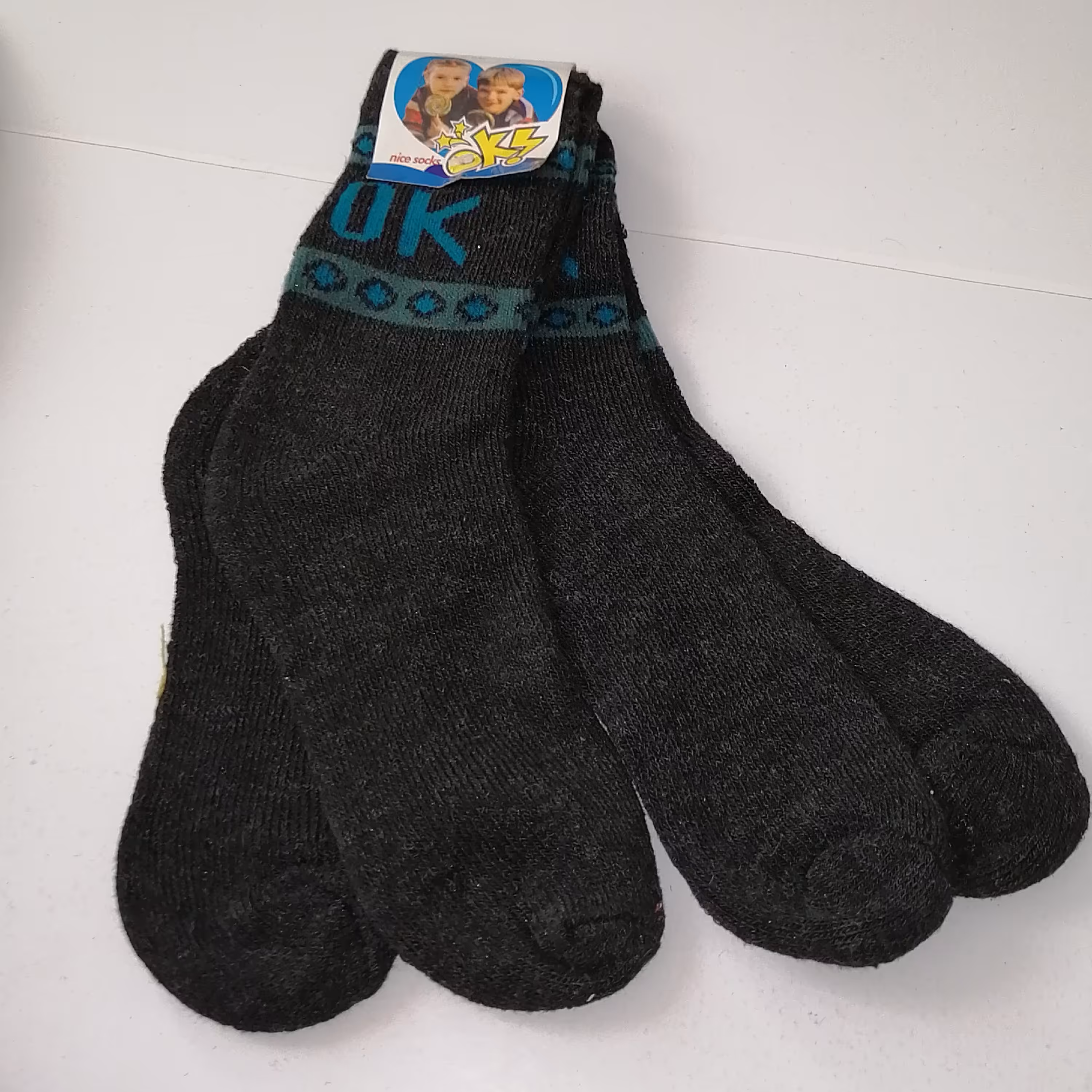  دو جفت جوراب دخترانه وپسرانه وارداتی گرم و بافتنی رنگ خاکستری 