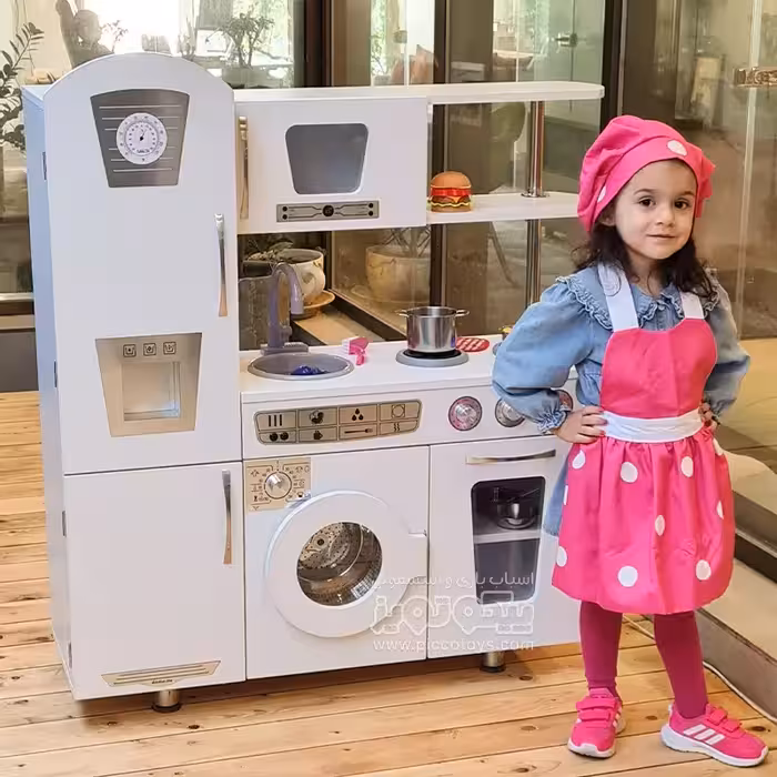 آشپزخانه کودک چوبی رنگ سفید فول آپشن کد *4264915*