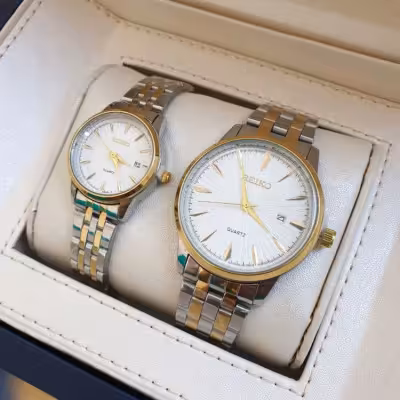 ساعت مچی ست مردانه و زنانه سیکو بند استیل Seiko