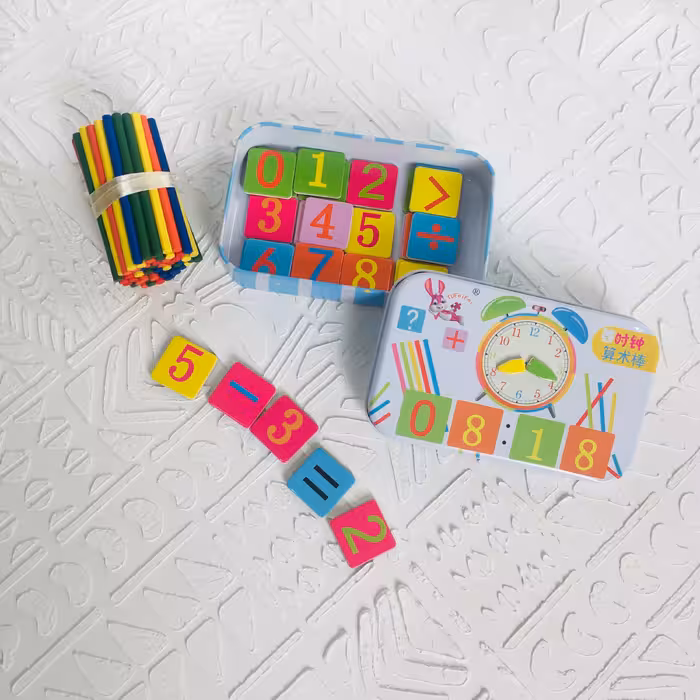 پازل مگنتی آموزشی اعداد و ساعت جعبه فلزی